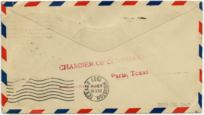 Image: airmail flight cover: Eastern Air Lines, Texas Air Mail Feeder Survey Flights