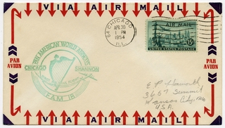 Image: airmail flight cover: Pan American World Airways, FAM-18, Chicago - Shannon route