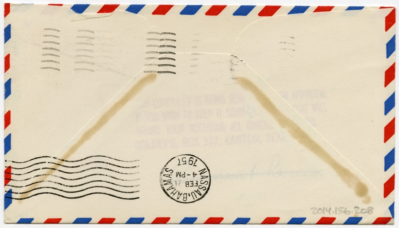 Image: airmail flight cover: Pan American World Airways, FAM-5, New York - Nassau route