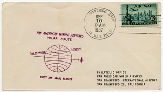 Image: airmail flight cover: Pan American World Airways, Polar Route, San Francisco - London