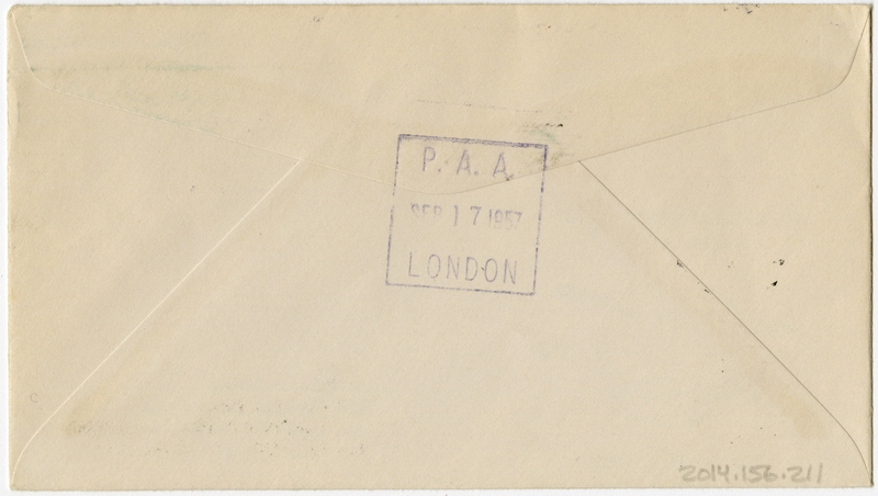 Image: airmail flight cover: Pan American World Airways, Polar Route, Seattle- London