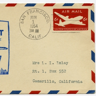 Image #1: airmail flight cover: United Air Lines, Douglas DC-7, San Francisco - New York route