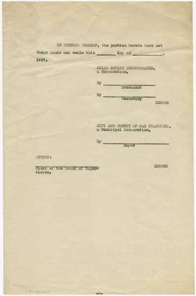 Image: lease draft: City and County of San Francisco, Sharp Estate