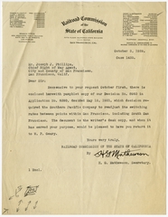 Image: correspondence: Railroad Commission of the State of California