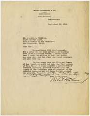 Image: correspondence: Irving Lundborg & Co., Joseph J. Phillips, Right of Way Agent for City and County of San Francisco