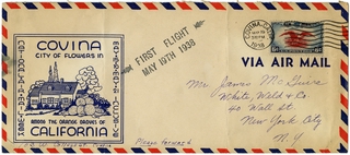 Image: airmail flight cover: National Air Mail Week, Covina, California