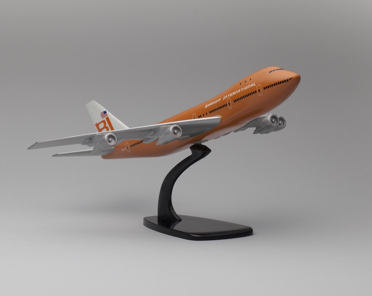 Image: model airplane: Braniff International, Boeing 747