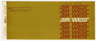 Image: ticket jacket and ticket: Air West