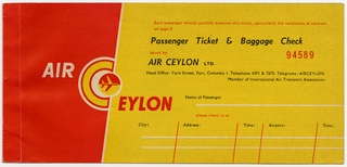 Image: ticket: Air Ceylon