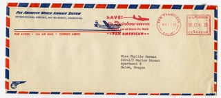 Image: airmail flight cover: Pan American World Airways, Boeing 307 Stratoliner