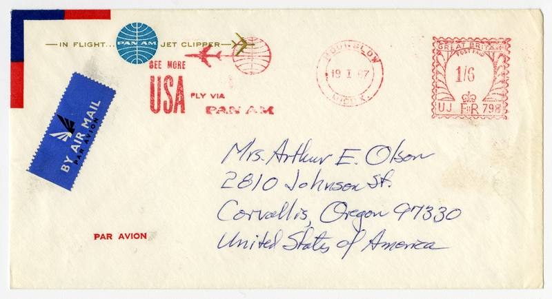 Image: airmail flight cover: Pan American World Airways