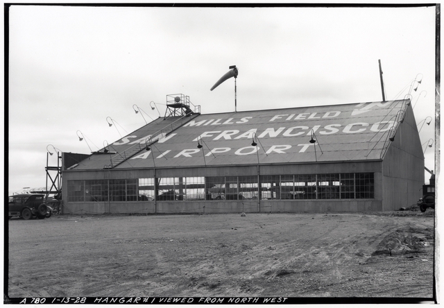 Negative: Mills Field Municipal Airport of San Francisco, Hangar No. 1