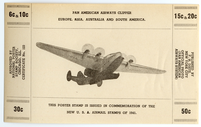 Postage stamp: Pan American Airways, Clipper poster stamp