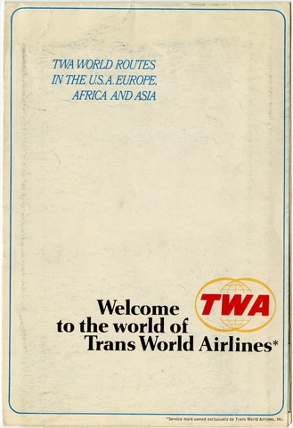 Route map: TWA (Trans World Airlines), domestic and international routes