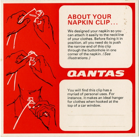 Napkin clip information: Qantas Airways