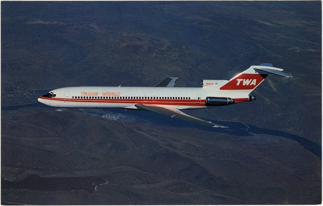 Postcard: TWA (Trans World Airlines), Boeing 727-231A