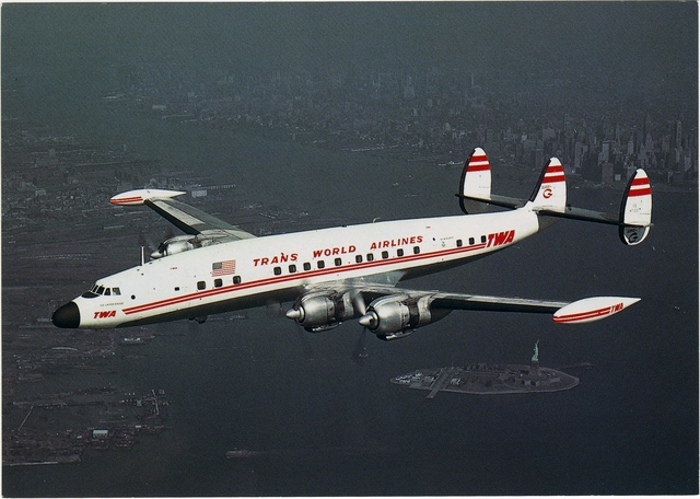 Postcard: TWA (Trans World Airlines), Lockheed L-1049G Super G Constellation