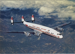 Image: postcard: TWA (Trans World Airlines), Lockheed L-1049 Super Constellation