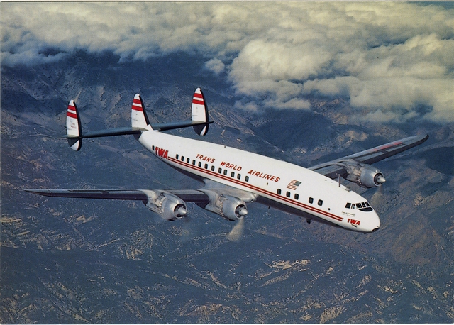 Postcard: TWA (Trans World Airlines), Lockheed L-1049 Super Constellation