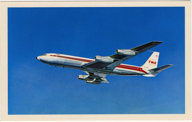 Postcard: TWA (Trans World Airlines), Boeing 707