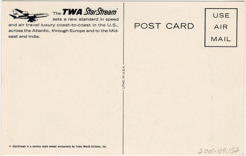 Image: postcard: TWA (Trans World Airlines), Boeing 707