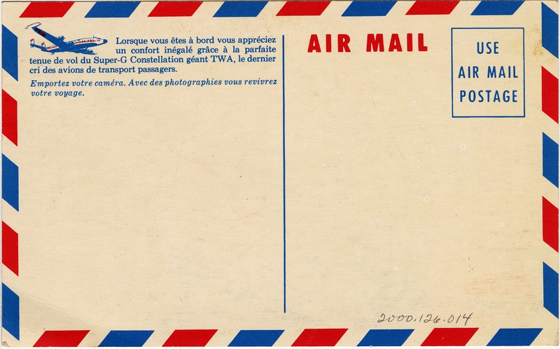 Image: postcard: TWA (Trans World Airlines), Lockheed L-1049G Super Constellation