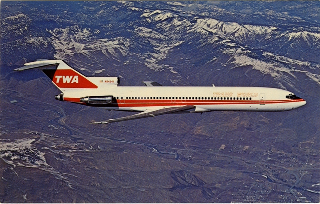 Postcard: TWA (Trans World Airlines), Boeing 727-231A