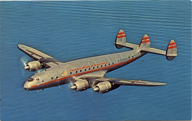 Postcard: TWA (Trans World Airlines), Lockheed L-749A Constellation