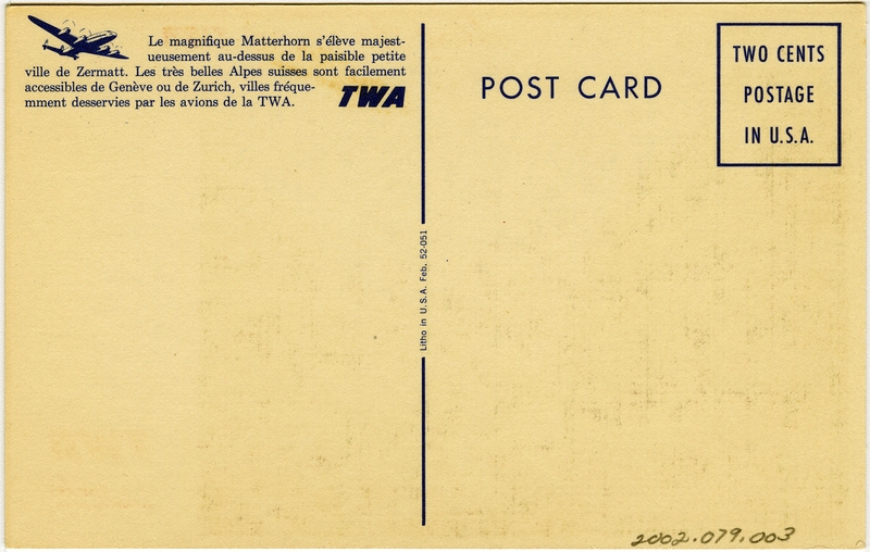 Image: postcard: TWA (Trans World Airlines), Lockheed L-049 Constellation