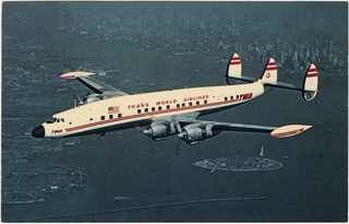 Image: postcard: TWA (Trans World Airlines), Lockheed L-1049 Super G Constellation