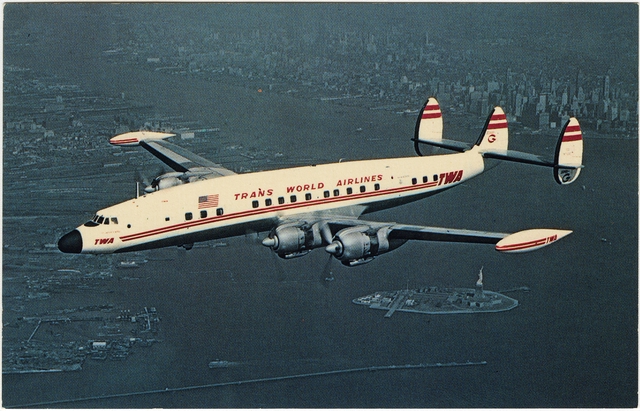 Postcard: TWA (Trans World Airlines), Lockheed L-1049 Super G Constellation