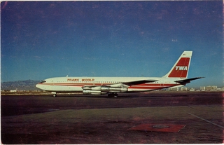 Image: postcard: TWA (Trans World Airlines), Boeing 707-131B