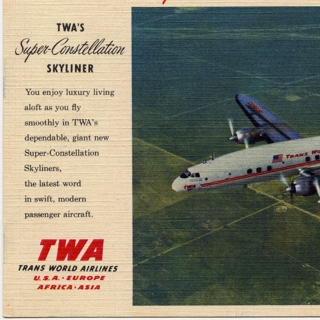 Image #1: postcard: TWA (Trans World Airlines), Lockheed L-1049 Super G Constellation