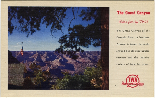 Postcard: Transcontinental & Western Air (TWA), Grand Canyon