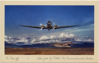 Image: postcard: Transcontinental & Western Air (TWA), "The Take-off"