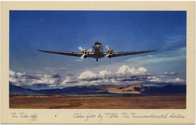 Postcard: Transcontinental & Western Air (TWA), "The Take-off"