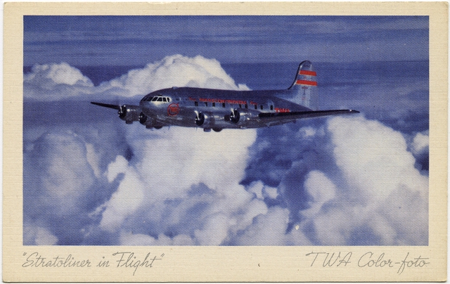 Postcard: Transcontinental & Western Air (TWA), Boeing 307 Stratoliner