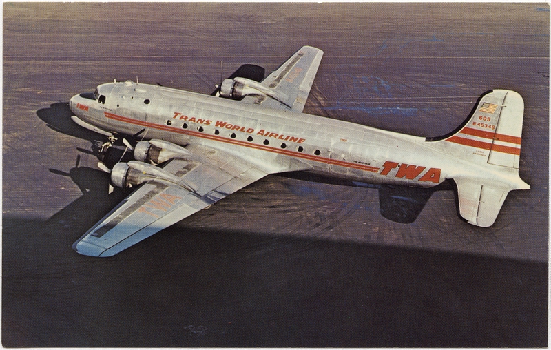 Image: postcard: TWA (Trans World Airlines), Douglas DC-4
