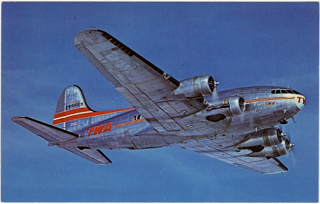 Postcard: TWA (Trans World Airlines), Boeing 307 Stratoliner