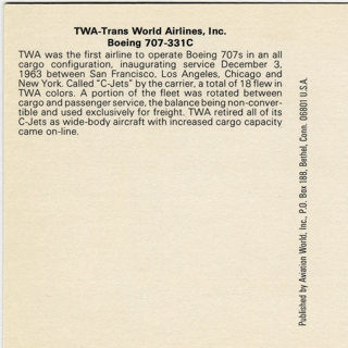 Image #2: postcard: TWA (Trans World Airlines), Boeing 707