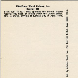 Image #2: postcard: TWA (Trans World Airlines), Convair 880