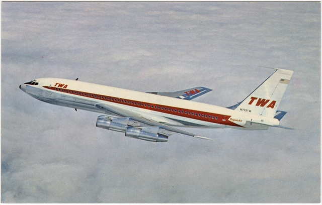 Postcard: TWA (Trans World Airlines), Boeing 720-051B