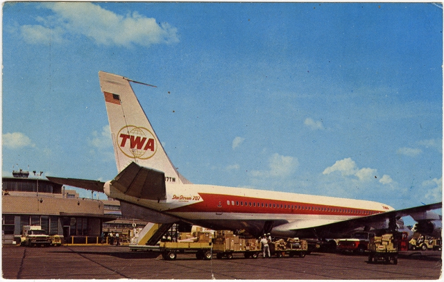 Postcard: TWA (Trans World Airlines), Boeing 707