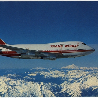 Image #1: postcard: TWA (Trans World Airlines), Boeing 747SP-1