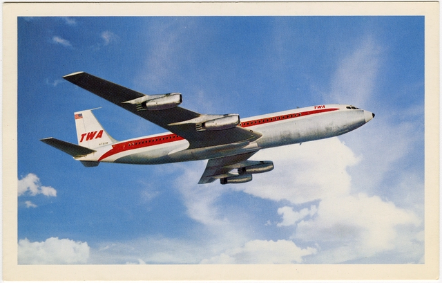 Postcard: TWA (Trans World Airlines), Boeing 707 “SuperJet”