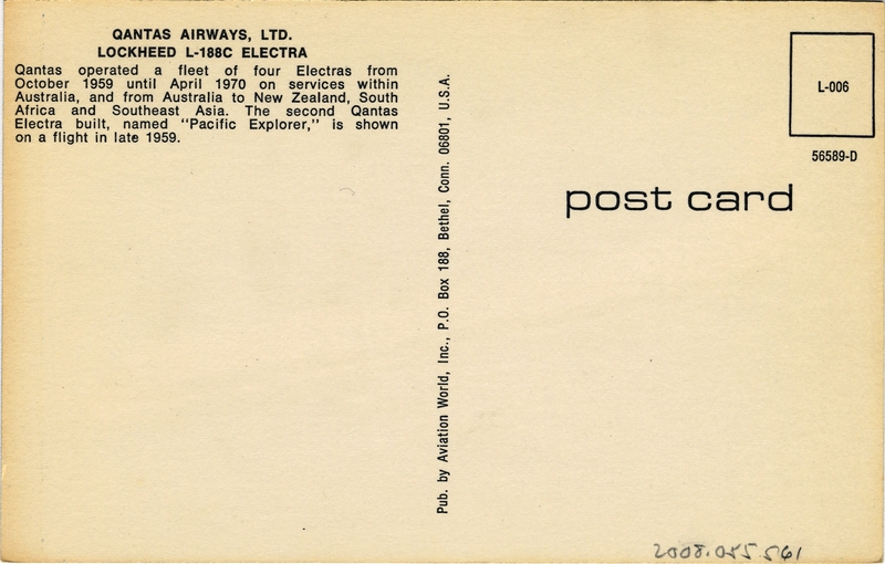 Image: postcard: Qantas Airways, Lockheed L 188C Electra