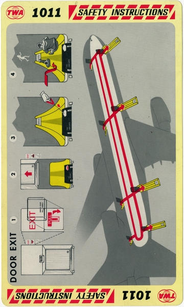 Image: safety information card: TWA (Trans World Airlines), Lockheed L-1011 TriStar