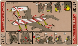 Image: safety information card: TWA (Trans World Airlines), Boeing 747SP