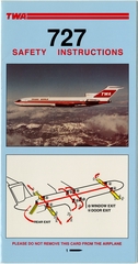 Image: safety information card: TWA (Trans World Airlines), Boeing 727