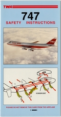 Image: safety information card: TWA (Trans World Airlines), Boeing 747